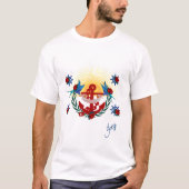 Nautical Floral Red Anchor Blue T-shirt (Voorkant)