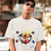 Nautical Floral Red Anchor Blue T-shirt