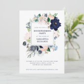 Nautical Floral Stripe | Partij voor de opwarming  Kaart (Staand voorkant)