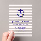 Nautical Floral Stripes Wedding Acryl Uitnodigingen (Insitu (Draagbaar))