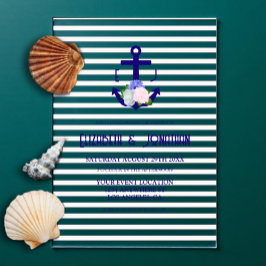 Nautical Floral Stripes Wedding Acryl Uitnodigingen