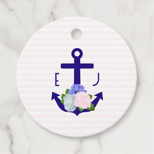 Nautical Floral Stripes Wedding Bedankjes Labels (Voorkant)