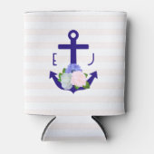 Nautical Floral Stripes Wedding Blikjeskoeler (Voorkant)