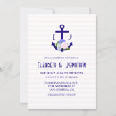 Nautical Floral Stripes Wedding Kaart (Voorkant)