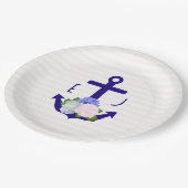 Nautical Floral Stripes Wedding Papieren Bordje (Gekanteld)