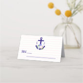 Nautical Floral Stripes Wedding Plaatskaartje (Voorkant)