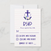 Nautical Floral Stripes Wedding RSVP Kaartje (Voorkant)