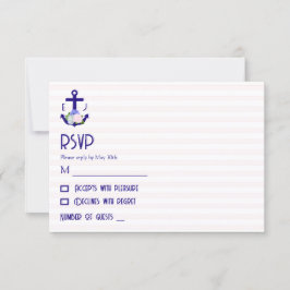 Nautical Floral Stripes Wedding RSVP Kaartje