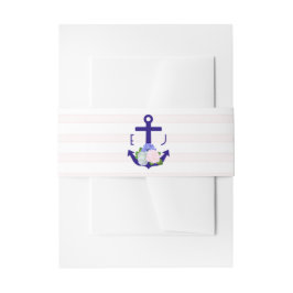 Nautical Floral Stripes Wedding Uitnodigingen Wikkel