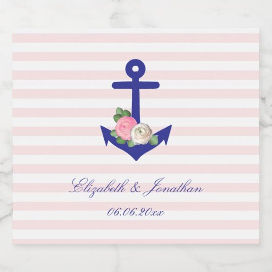 Nautical Floral Summer Wedding Bier Etiket (Enkel label)