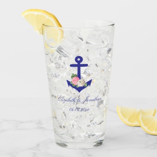 Nautical Floral Summer Wedding Glas (Voorkant ijs)