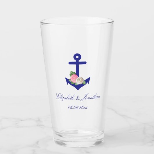 Nautical Floral Summer Wedding Glas (Voorkant)