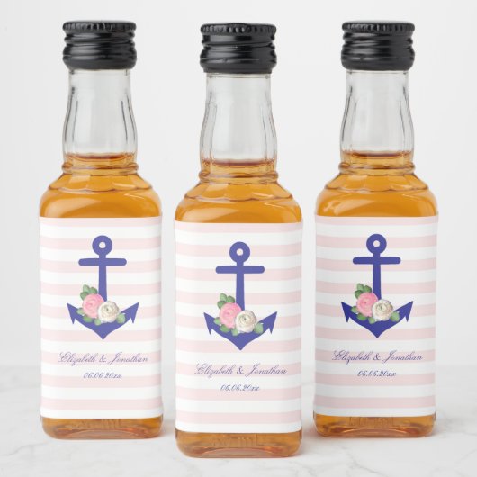 Nautical Floral Summer Wedding Likeurfles Etiket (Flessen)