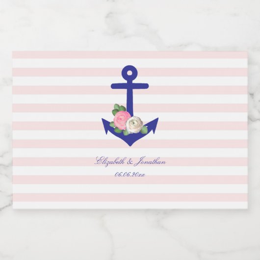 Nautical Floral Summer Wedding Likeurfles Etiket (Enkel label)