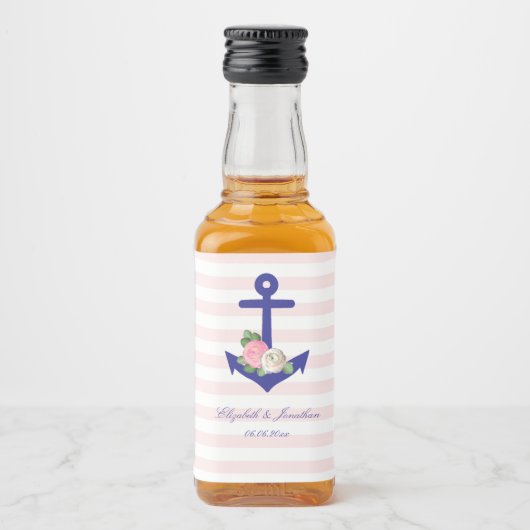 Nautical Floral Summer Wedding Likeurfles Etiket (Voorkant)