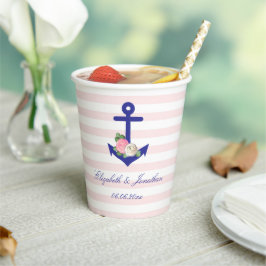 Nautical Floral Summer Wedding Papieren Bekers