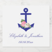 Nautical Floral Summer Wedding Sparkling Wijnetiket (Enkel label)