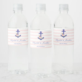 Nautical Floral Summer Wedding Waterfles Etiket
