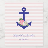Nautical Floral Summer Wedding Wijn Etiket (Enkel label)