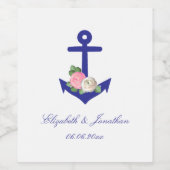 Nautical Floral Summer Wedding Wijn Etiket (Enkel label)
