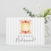 Nautical Floral zal je mijn Bridesmaïde Kaart zijn (Staand voorkant)