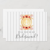 Nautical Floral zal je mijn Bridesmaïde Kaart zijn (Voorkant / Achterkant)