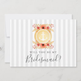 Nautical Floral zal je mijn Bridesmaïde Kaart zijn