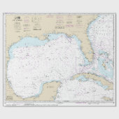 Nautical Florida Golf van Mexico Mariner's Grafiek Cadeaupapier (Vlak)