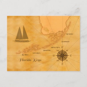 Nautical Florida Keys Map Briefkaart