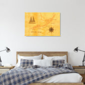 Nautical Florida Keys Map Canvas Afdruk (Insitu (Slaapkamer))