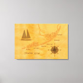 Nautical Florida Keys Map Canvas Afdruk (Voorkant)