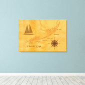 Nautical Florida Keys Map Canvas Afdruk (Insitu (Houten vloer))