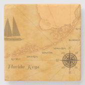  Nautical Florida Keys Map Stenen Onderzetter (Voorkant)