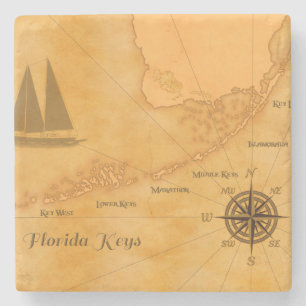 Nautical Florida Keys Map Stenen Onderzetter