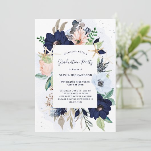 Nautical Flowers | Afstudeerpartij Kaart (Staand voorkant)