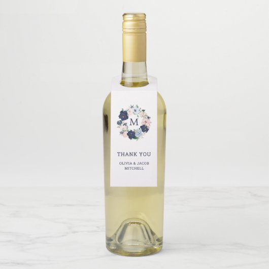 Nautical Flowers and Monogram | Weddenschap Flessenhanger (Op fles)