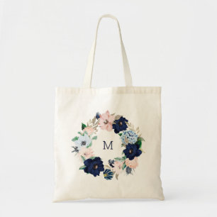 Nautical Flowers   Monogram Bridesmaid Tote Bag