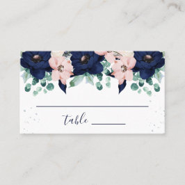 Nautical Flowers Navy Blue en Blush Pink | Escort Plaatskaartje