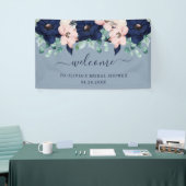 Nautical Flowers Navy Blue en Blush Pink Welkom Spandoek (Beurs)