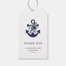 Nautical Flowers | Navy Blue Floral Anchor Cadeaulabel
