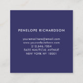 Nautical Flowers | Navy Blue Floral Anchor Vierkante Visitekaartje (Achterkant)