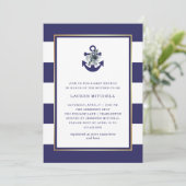 Nautical Flowers | Navy Blue Floral Baby Brunch Kaart (Staand voorkant)