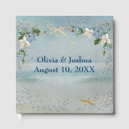 Nautical Flowers on Net Wedding Gastenboek (Voorkant)