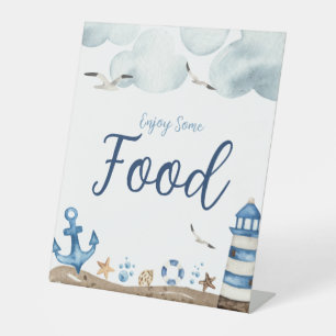Nautical Food Baby shower Sign Reclamebord Met Voetstuk