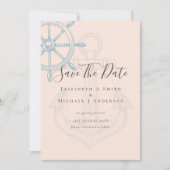 Nautical FOTO Save Dates Moderne Ocean Beach Zee Kaart (Voorkant)