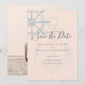 Nautical FOTO Save Dates Moderne Ocean Beach Zee Kaart (Voorkant / Achterkant)