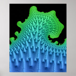 Nautical Fractal Wave Artsy Beach House Wall Poster