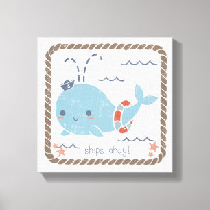 Nautical Friends - Whale Canvas Afdruk