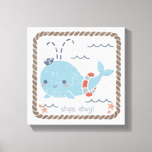 Nautical Friends - Whale Canvas Afdruk (Voorkant)