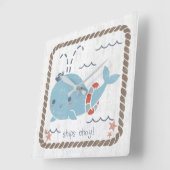 Nautical Friends - Whale Vierkante Klok (Hoek)